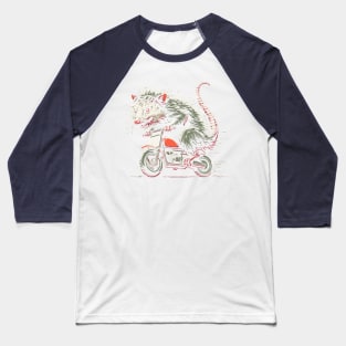 Possum Riding a Minibike Motorcycle Baseball T-Shirt